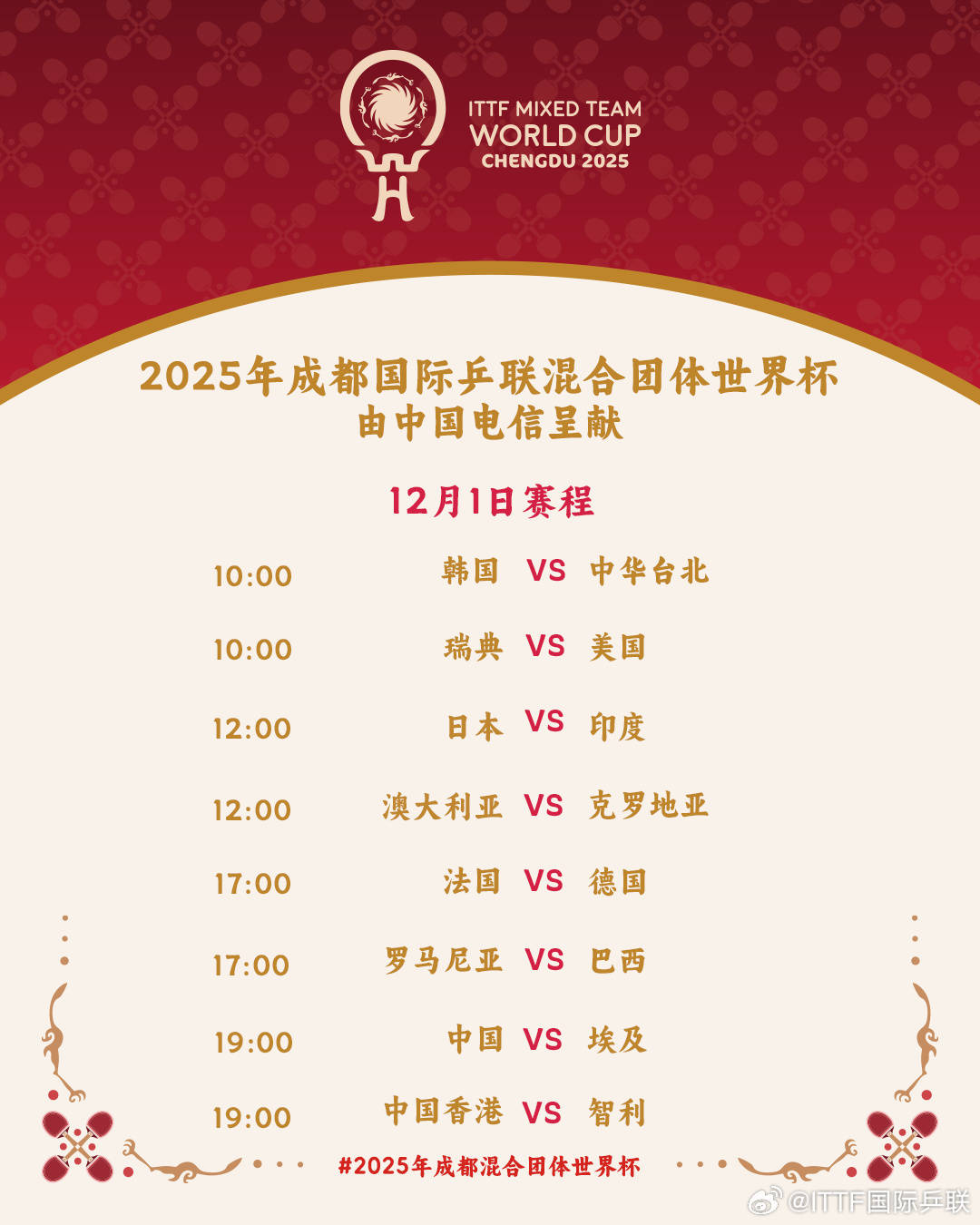 皇冠信用庄家
_国际乒联混团世界杯分组出炉:中国与中国香港同组